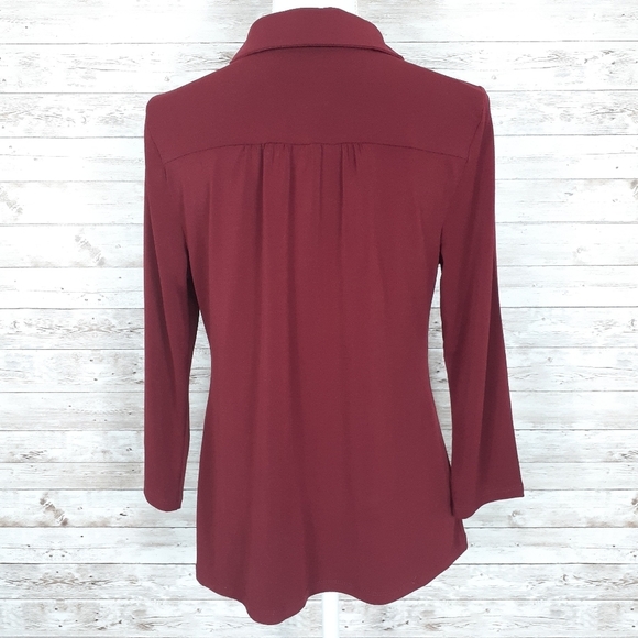 Charter Club Top 1/4 Button Collar Wine I - Picture 4 of 7